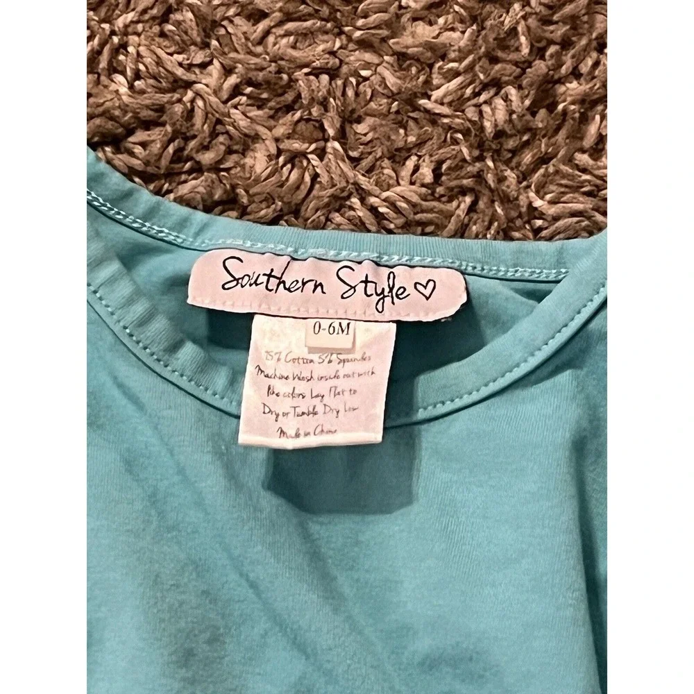 Southern Style 2 Pc Baby Girl Boutique Outfit Cupcake Ruffles‎ Blue Size 0-6 mos